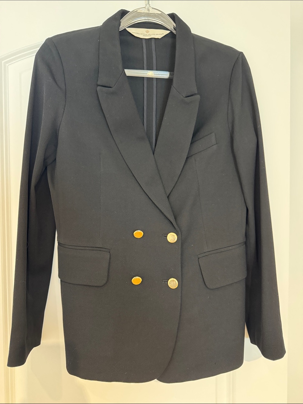 Golden Goose Wool Black Double-Breasted Blazer with Gold Buttons